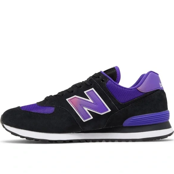 New Balance 574 Black with Deep Violet
